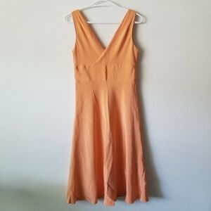 J CREW Sophia 100% Silk Tricotine Dress Size 4 Petite - Peach Orange